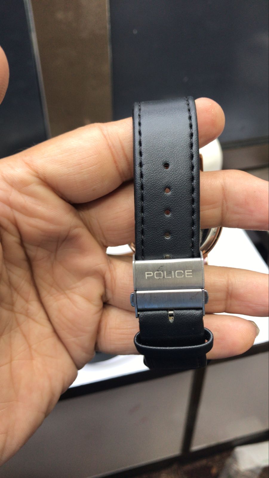 Police Watch – Elegant Design with Date Display | Leather Strap | Quartz Movement | Water Resistant - Black Strap with Black Dial OLD Money